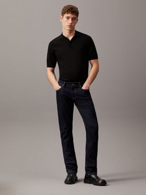 ck black cotton silk polo jumper for men calvin klein