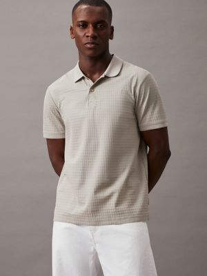 grey jacquard polo shirt for men calvin klein