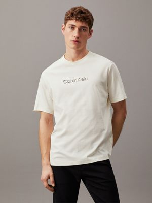 white logo t-shirt for men calvin klein