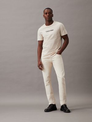 stony beige logo t-shirt for men calvin klein