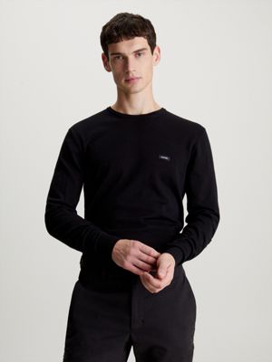 black pullover aus baumwoll-seiden-mix für herren - calvin klein