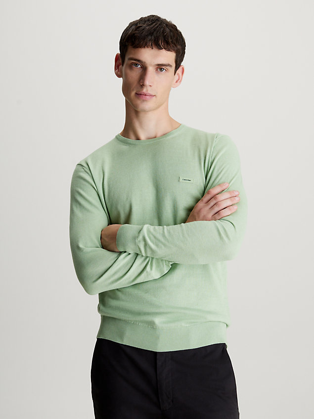green cotton silk jumper for men calvin klein