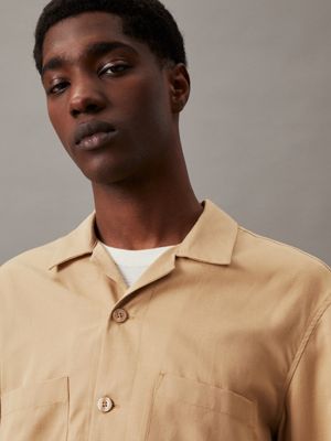 travertine boxy lyocell shirt for men calvin klein