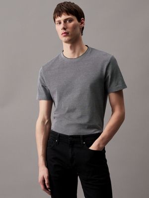 black two tone oxford t-shirt for men calvin klein