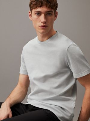 slate gray two tone oxford t-shirt for men calvin klein