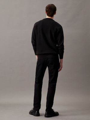 black trui met ruitmotief en textuur voor heren - calvin klein