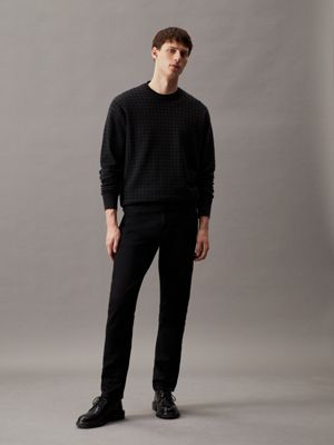 ck black check textured jumper for men calvin klein