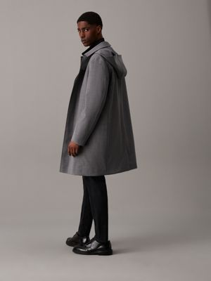 mid grey heather wool blend car coat for men calvin klein