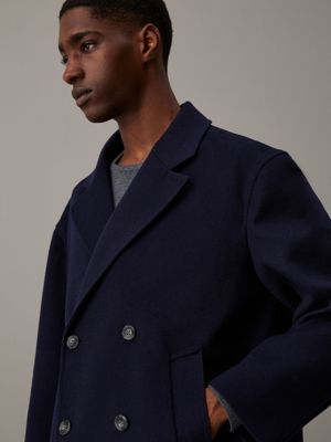 night sky wool blend peacoat for men calvin klein