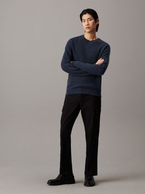 ck black soft twill cargo trousers for men calvin klein