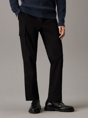 black soft twill cargo trousers for men calvin klein