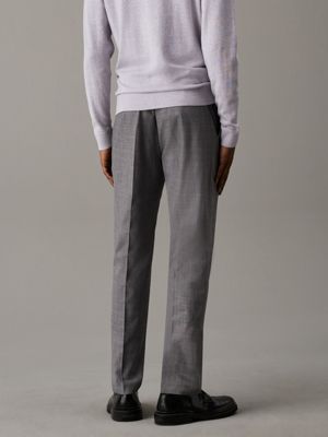 mid grey heather tapered melange wool trousers for men calvin klein