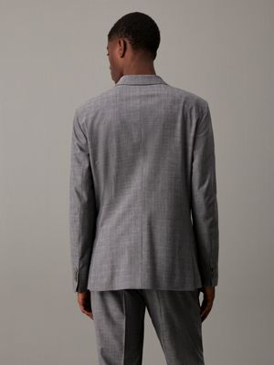 mid grey heather melange wool blazer for men calvin klein