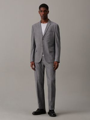 mid grey heather melange wool blazer for men calvin klein