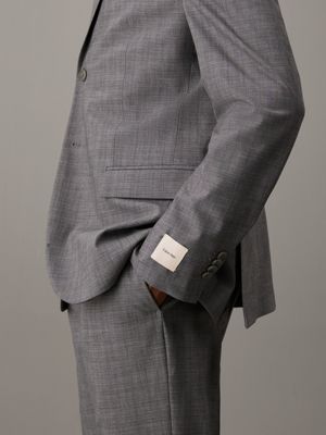 mid grey heather melange wool blazer for men calvin klein