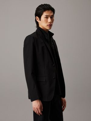 black technical stretch bib blazer for men calvin klein