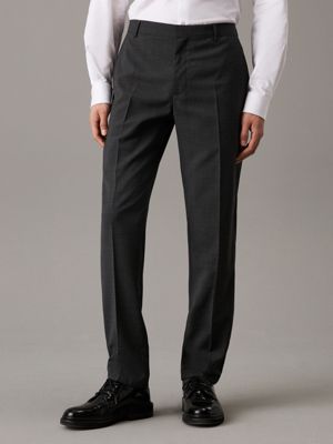 grey slim wool blend suit trousers for men calvin klein