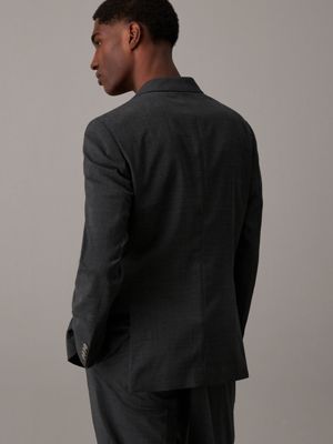 grey slim houndstooth blazer for men calvin klein