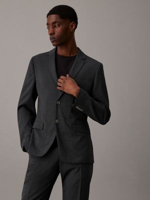 grey slim houndstooth blazer for men calvin klein