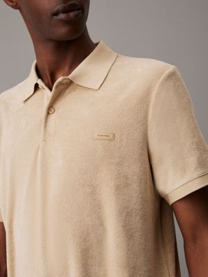 travertine towelling polo shirt for men calvin klein