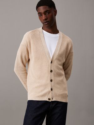 grey knitted cardigan jumper for men calvin klein