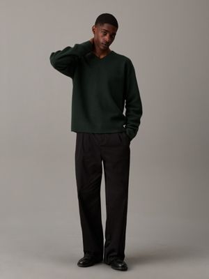 midnight forest felted merino v-neck jumper for men calvin klein