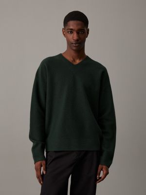 midnight forest felted merino v-neck jumper for men calvin klein