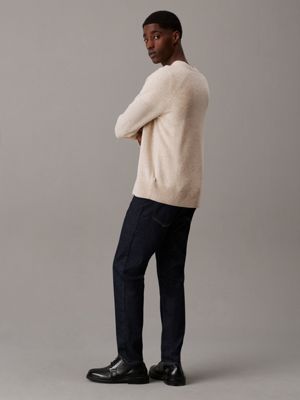 stony beige heather wool jumper for men calvin klein