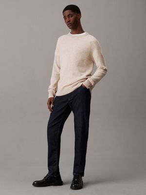 stony beige heather wool jumper for men calvin klein