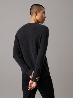 ck black heather wool jumper for men calvin klein