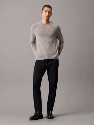 mid grey heather wool jumper for men calvin klein