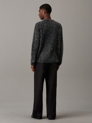 black jacquard trui van geborsteld wol voor heren - calvin klein