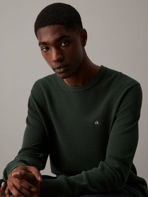 green pique jumper for men calvin klein