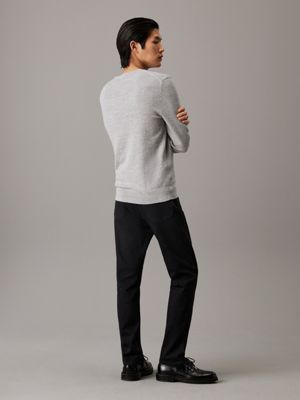 mid grey heather pique jumper for men calvin klein