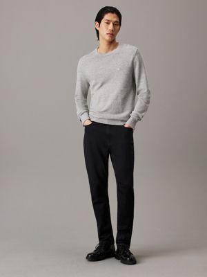 mid grey heather pique jumper for men calvin klein