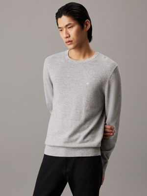 grey pique jumper for men calvin klein