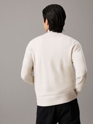 silver birch merino zip neck jumper for men calvin klein