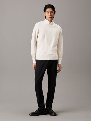 silver birch merino zip neck jumper for men calvin klein