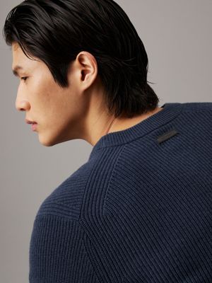 ink merino blend ribbed jumper for men calvin klein