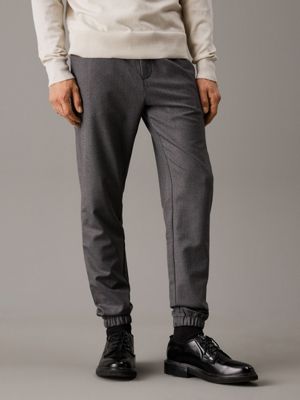 black tapered wool blend joggers for men calvin klein