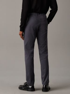 asphalt slim sateen chino trousers for men calvin klein