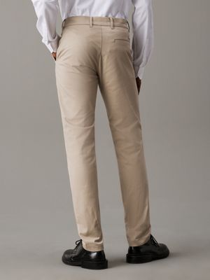 fresh clay slim sateen chino trousers for men calvin klein