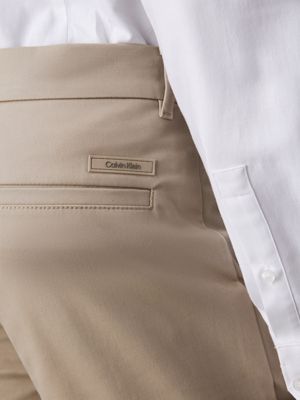 fresh clay slim sateen chino trousers for men calvin klein