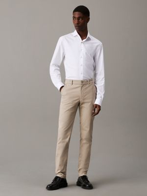 fresh clay slim sateen chino trousers for men calvin klein