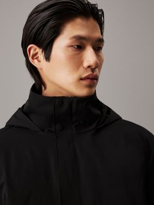 ck black hooded parka coat for men calvin klein