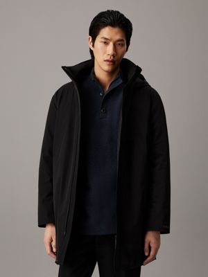 ck black hooded parka coat for men calvin klein