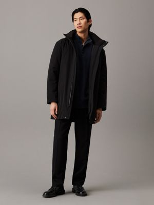 black hooded parka coat for men calvin klein