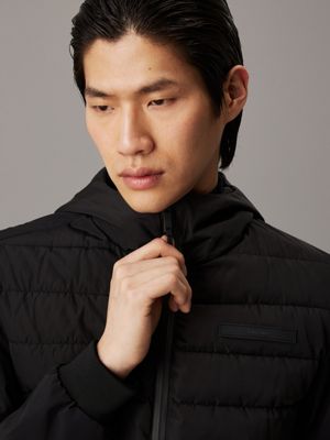 ck black technical twill hooded jacket for men calvin klein