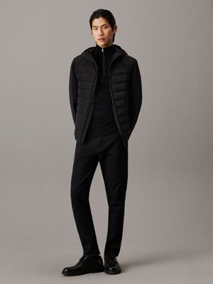 ck black technical twill hooded jacket for men calvin klein