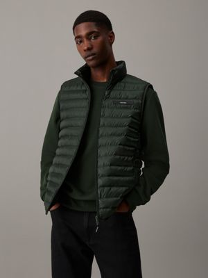 green packable quilted gilet for men calvin klein